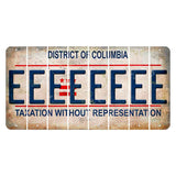 Washington DC District of Columbia Cut License Plate Strips (Set of 8) E
