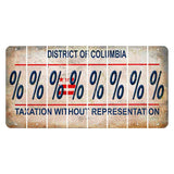 Washington DC District of Columbia Cut License Plate Strips (Set of 8) Percent Sign