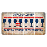 Washington DC District of Columbia Cut License Plate Strips (Set of 8) Wine Glass