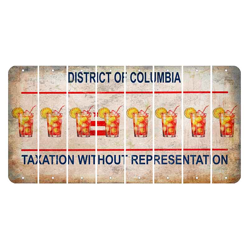 Washington DC District of Columbia Cut License Plate Strips (Set of 8) Cocktail