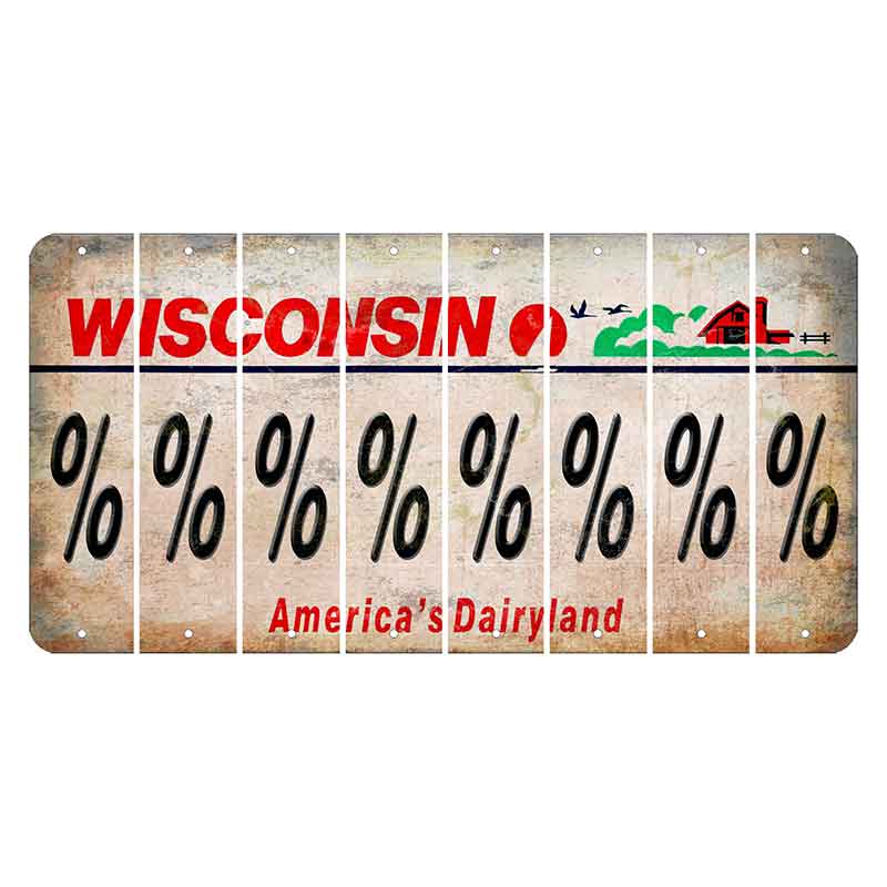Wisconsin Farm Cut License Plate Strips (Set of 8) Percent Sign