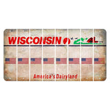 Wisconsin Farm Cut License Plate Strips (Set of 8) American Flag