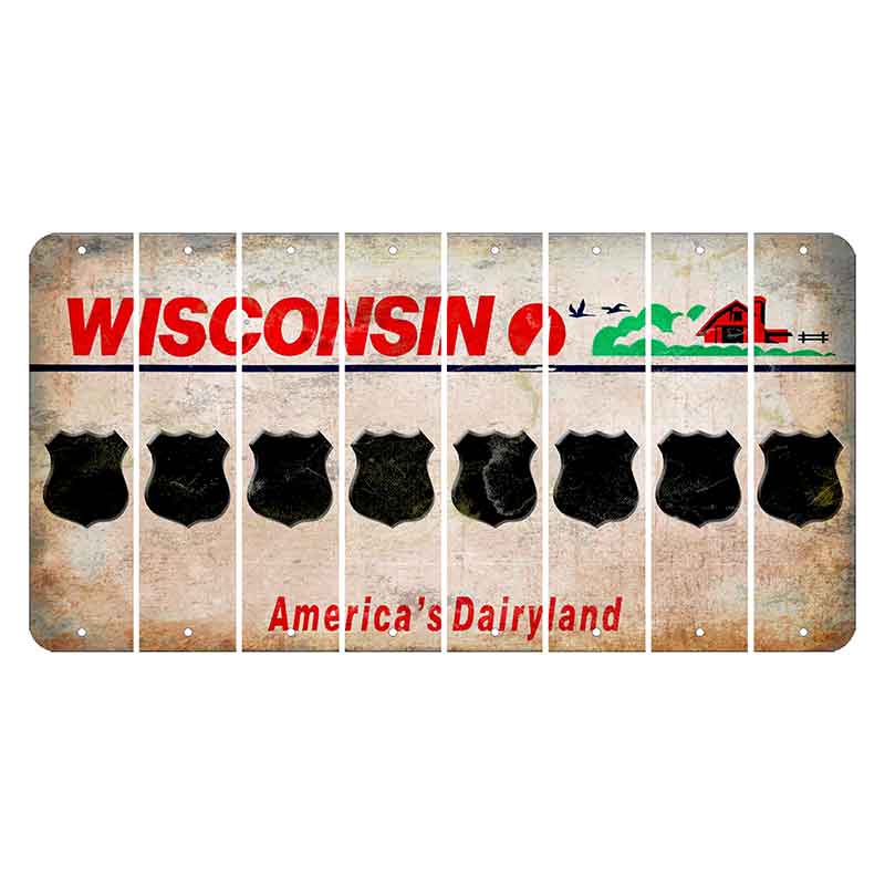 Wisconsin Farm Cut License Plate Strips (Set of 8) Police Badge