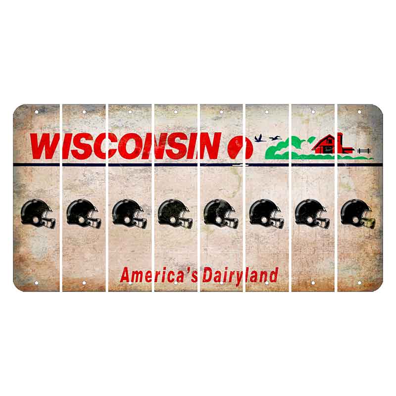 Wisconsin Farm Cut License Plate Strips (Set of 8) Football Helmet