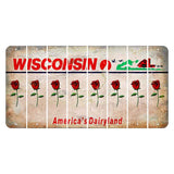 Wisconsin Farm Cut License Plate Strips (Set of 8) Red Rose