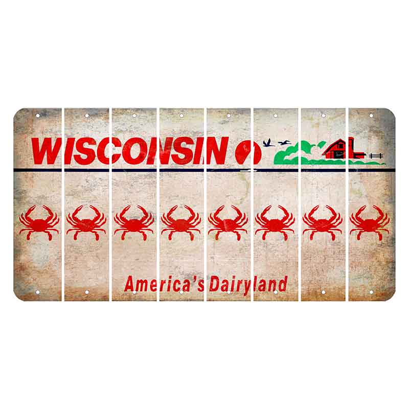 Wisconsin Farm Cut License Plate Strips (Set of 8) Crab