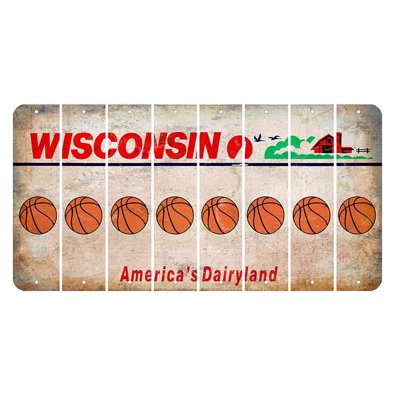 Wisconsin Farm Cut License Plate Strips (Set of 8) Basketball
