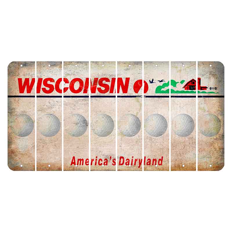 Wisconsin Farm Cut License Plate Strips (Set of 8) Golfball