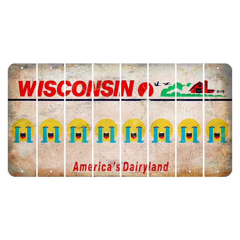 Wisconsin Farm Cut License Plate Strips (Set of 8) Emoji - Crying