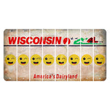 Wisconsin Farm Cut License Plate Strips (Set of 8) Emoji - Winking