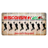 Wisconsin Farm Cut License Plate Strips (Set of 8) Basketball Player