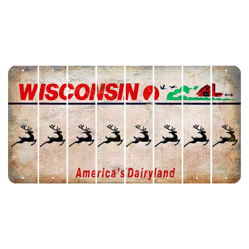 Wisconsin Farm Cut License Plate Strips (Set of 8) Reindeer