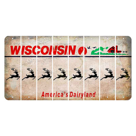 Wisconsin Farm Cut License Plate Strips (Set of 8) Reindeer