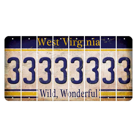 West Virginia Wild Wonderful Cut License Plate Strips (Set of 8) 3