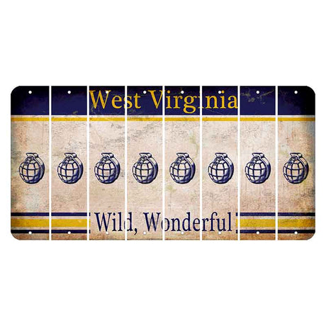 West Virginia Wild Wonderful Cut License Plate Strips (Set of 8) Grenade