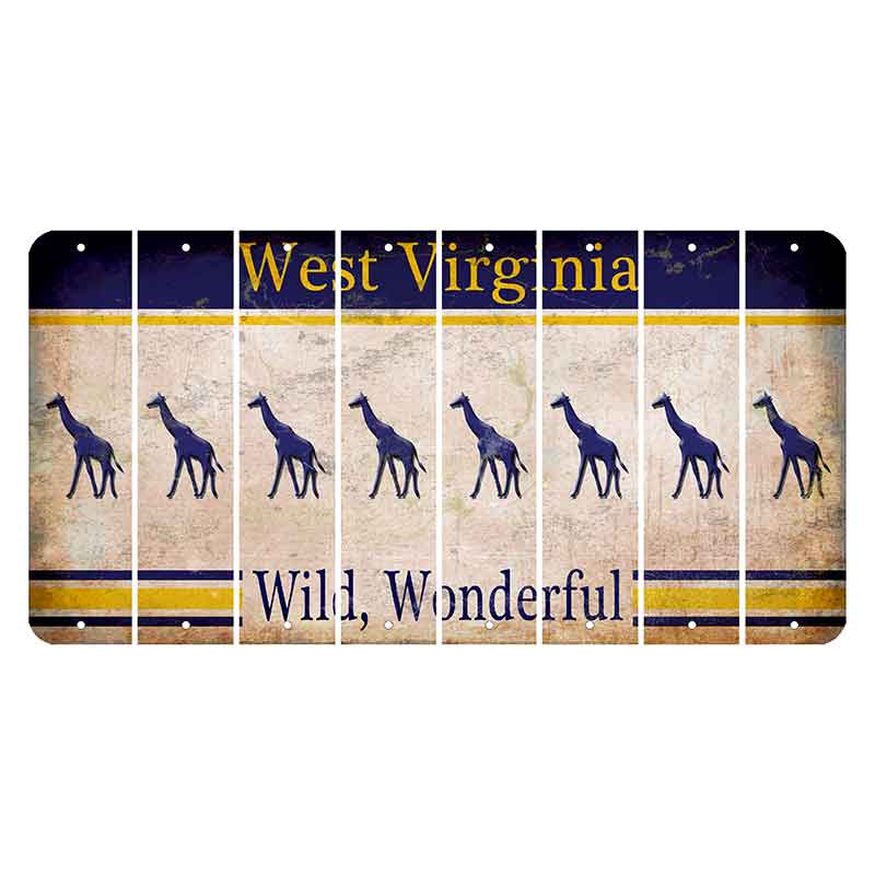 West Virginia Wild Wonderful Cut License Plate Strips (Set of 8) Giraffe