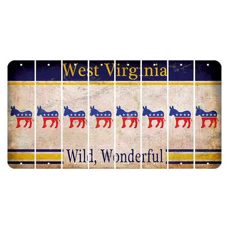 West Virginia Wild Wonderful Cut License Plate Strips (Set of 8) Democrat