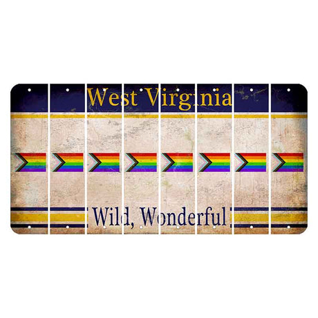 West Virginia Wild Wonderful Cut License Plate Strips (Set of 8) LGBTQ Flag