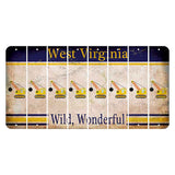 West Virginia Wild Wonderful Cut License Plate Strips (Set of 8) Wrecking Ball Crane