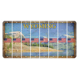Wyoming Squaretop Mountain Cut License Plate Strips (Set of 8) American Flag