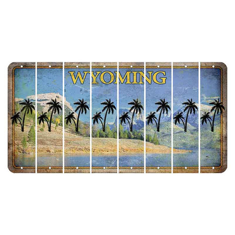 Wyoming Squaretop Mountain Cut License Plate Strips (Set of 8) Palm Trees