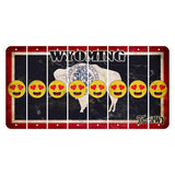 Wyoming Travel Cut License Plate Strips (Set of 8) Emoji - Heart Eyes