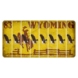 Wyoming Yellow Cut License Plate Strips (Set of 8) Bald Eagle