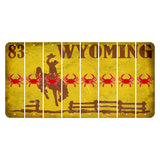 Wyoming Yellow Cut License Plate Strips (Set of 8) Crab