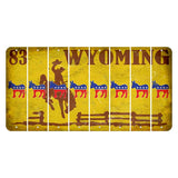 Wyoming Yellow Cut License Plate Strips (Set of 8) Democrat