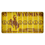 Wyoming Yellow Cut License Plate Strips (Set of 8) Peace Sign