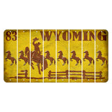 Wyoming Yellow Cut License Plate Strips (Set of 8) Horse