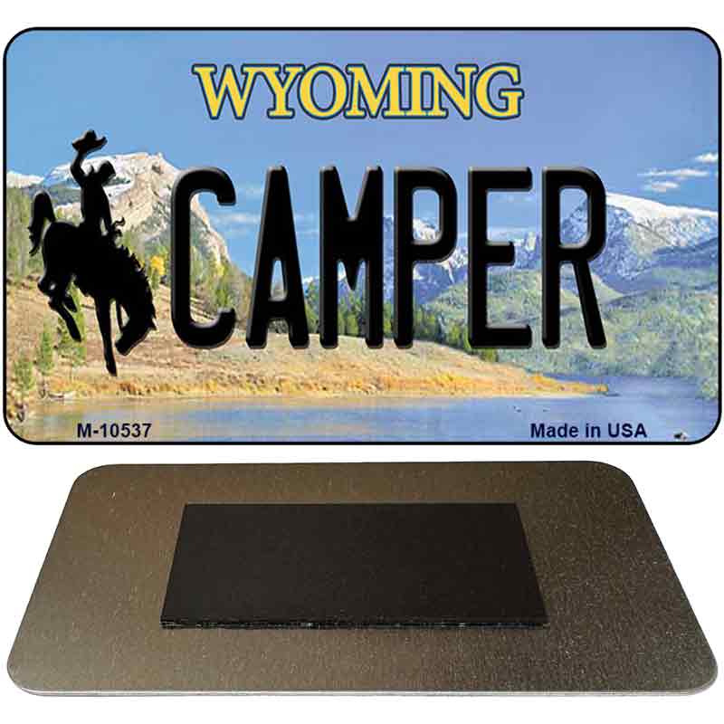 Camper Wyoming State License Plate Tag Magnet M-10537