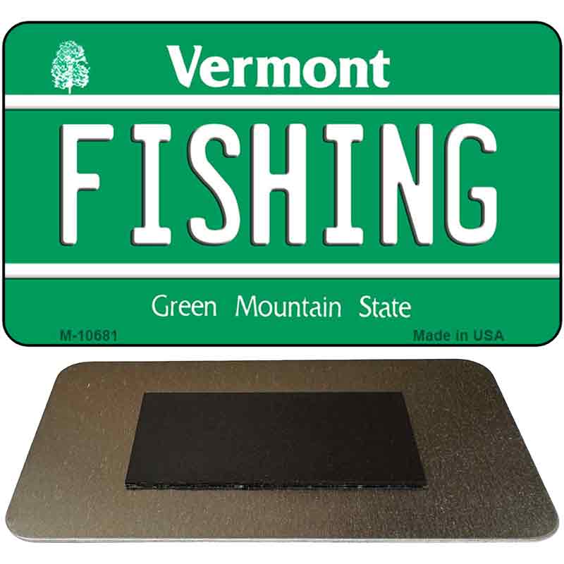 Fishing Vermont State License Plate Tag Novelty Magnet M-10681