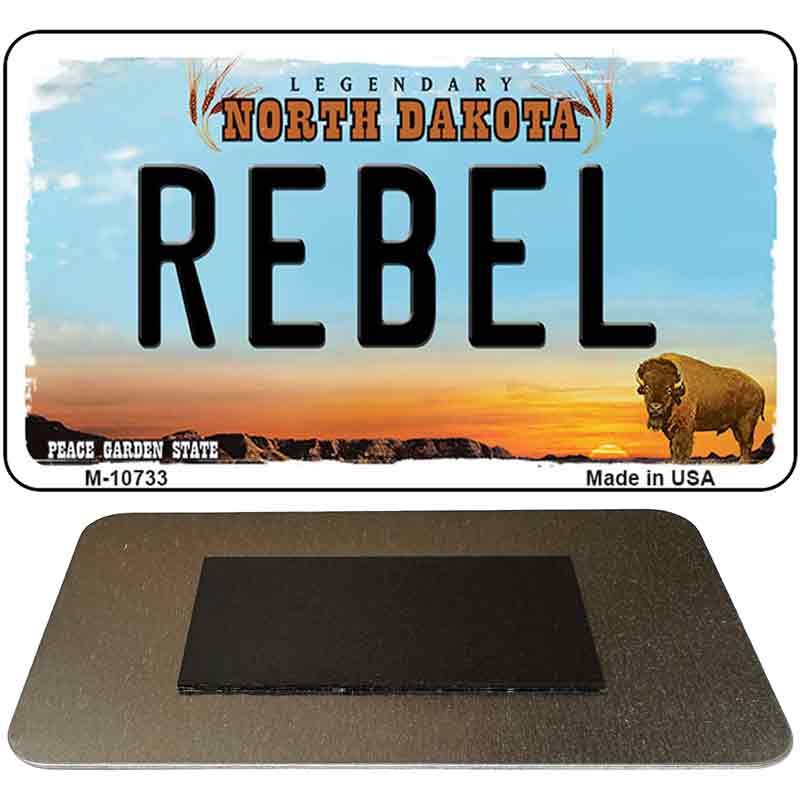 Rebel North Dakota State License Plate Tag Magnet M-10733