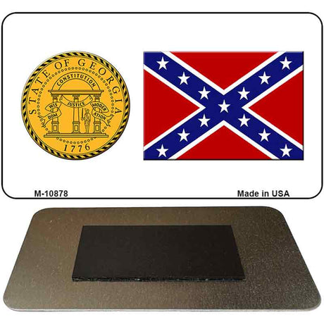 Confederate Flag Georgia Seal Novelty Metal Magnet M-10878