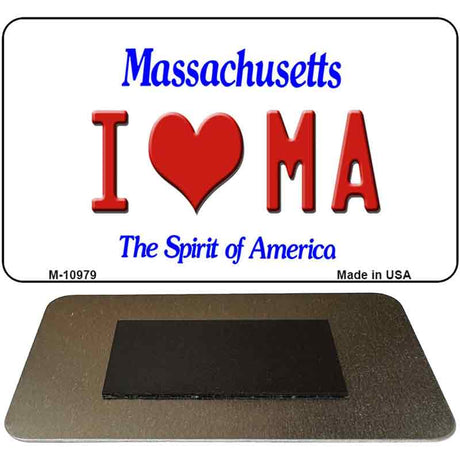 I Love MA Massachusetts State License Plate Tag Magnet M-10979