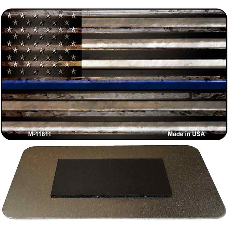 Police Thin Blue Line Corrugated Novelty Metal Magnet M-11811