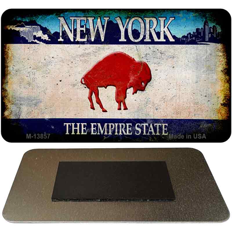 Red Buffalo NY Blue Rusty Novelty Metal Magnet
