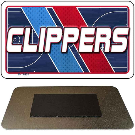 Metallic 'CLIPPERS' logo with basketball court design on a white background