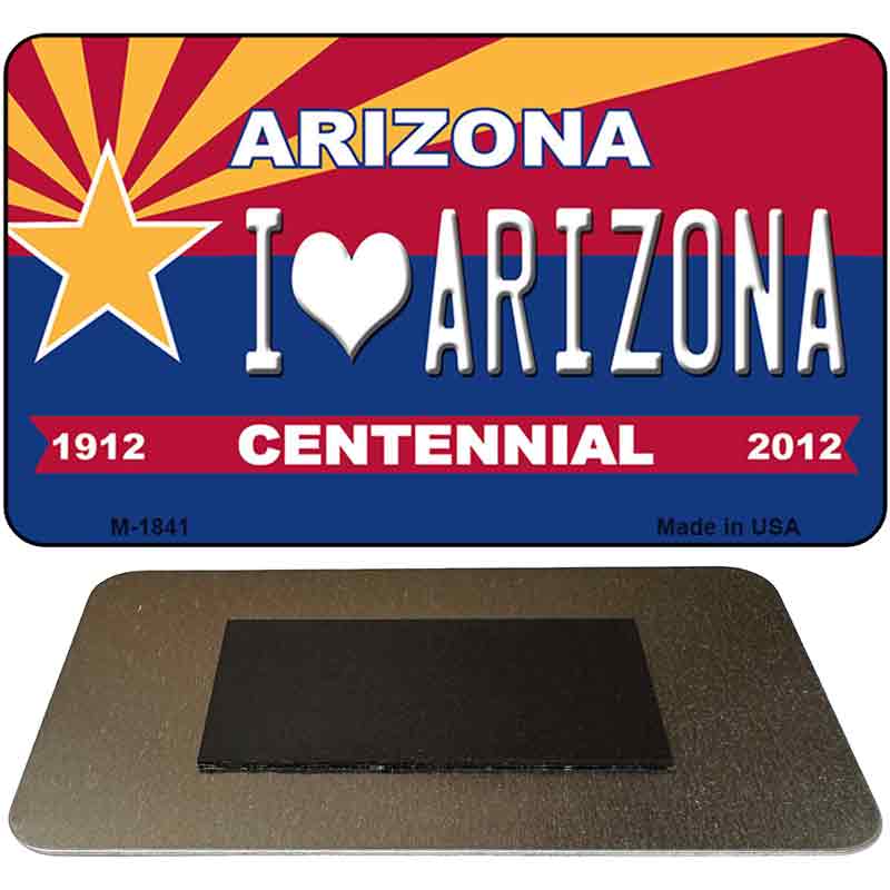 I Love Arizona Arizona Centennial State License Plate Tag Magnet M-1841