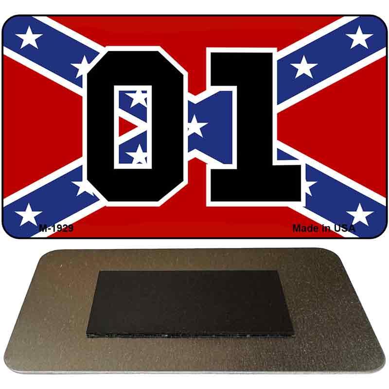 01 On Confederate Flag Novelty Metal Magnet M-1929