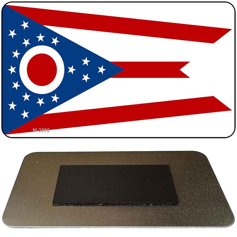 Ohio State Flag Novelty Metal Magnet M-3596 3.5" x 2" Magnet (M)