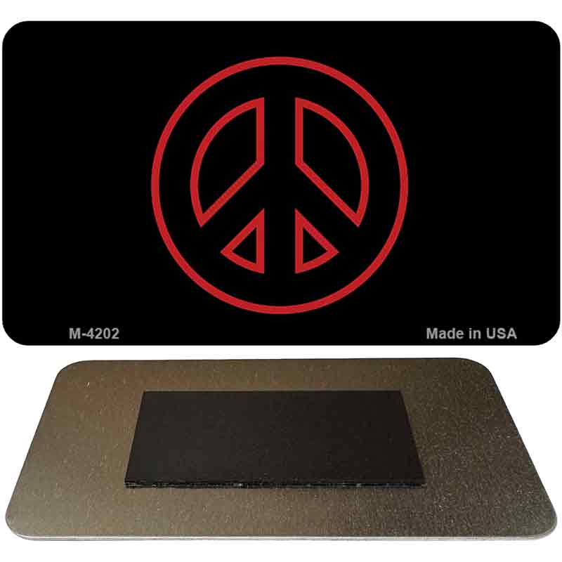 Red Peace Sign Novelty Metal Magnet M-4202 3.5" x 2" Magnet (M)