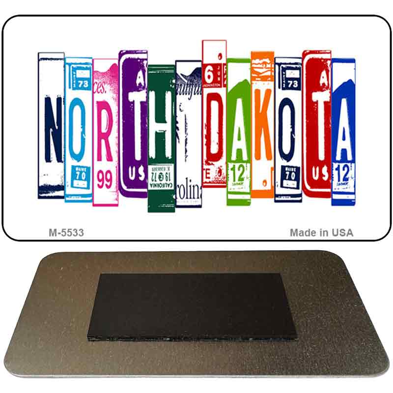 North Dakota License Plate Tag Art Novelty Metal Magnet 3.5" x 2" Magnet (M)