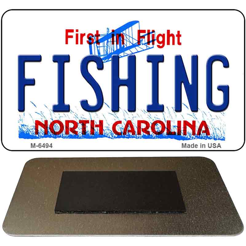 Fishing North Carolina State License Plate Tag Magnet M-6494