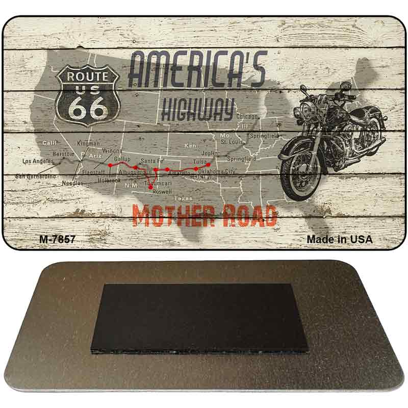 Route 66 Mother Road On Wood Novelty Metal Magnet M-7857