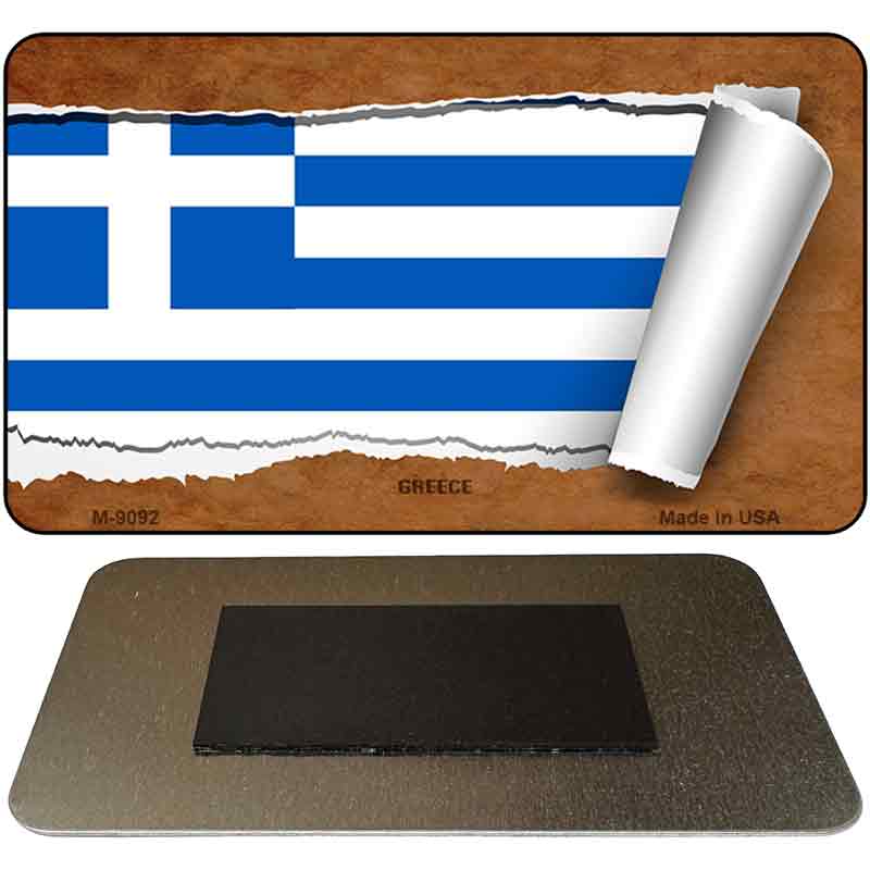 Greece Flag Scroll Novelty Metal Magnet M-9092
