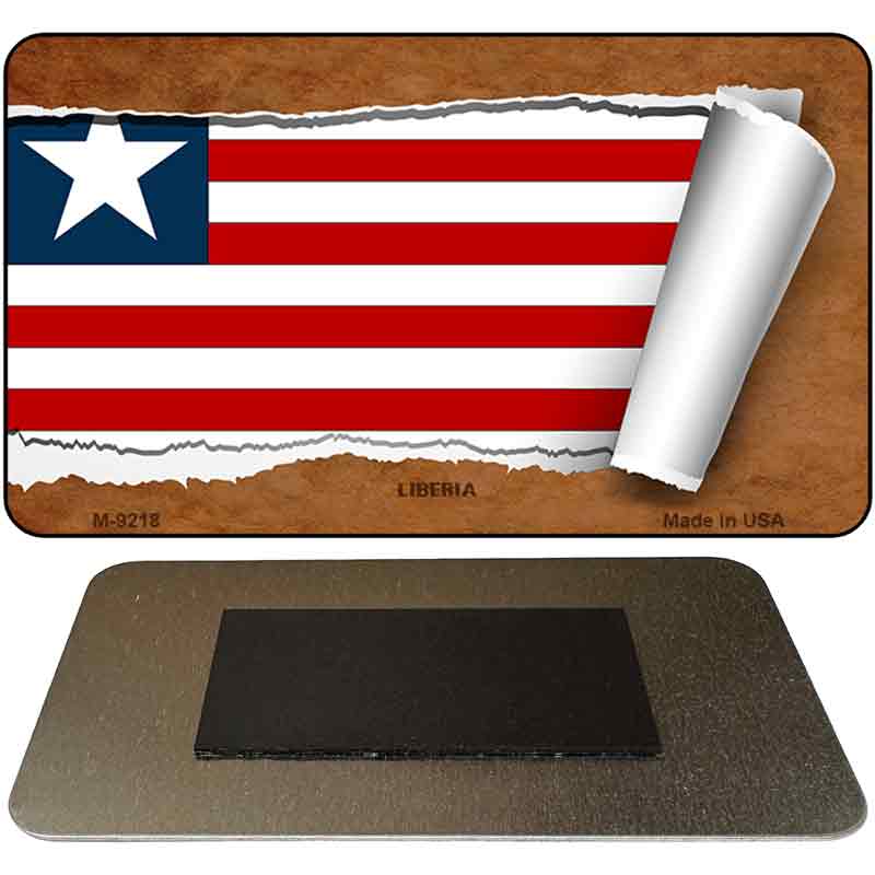 Liberia Flag Scroll Novelty Metal Magnet M-9218