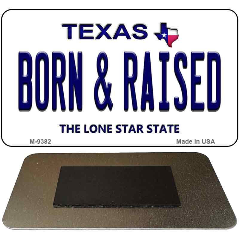 Born & Raised Texas Novelty Metal Magnet M-9382