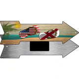 US and Alabama Flag Flip Flop Novelty Metal Arrow Sign 8" x 2.25" (MA)